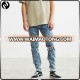 Wholesale fashion printing skinny trouser blue cotton custom jeans for man